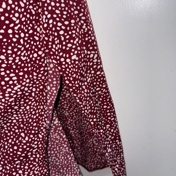 Shein Elegant Burgundy Polka Dot Flowy Dress - Picture 5 of 6